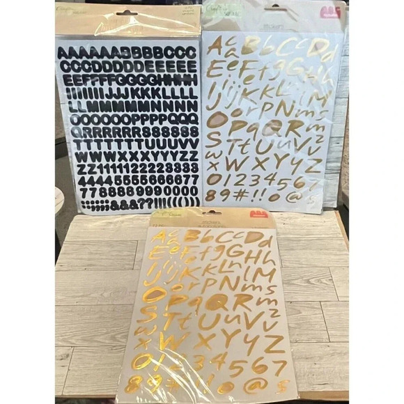 New Sealed Crafter’s Square Stickers Letters And Numbers Lot Of 3 - Picture 1 of 6
